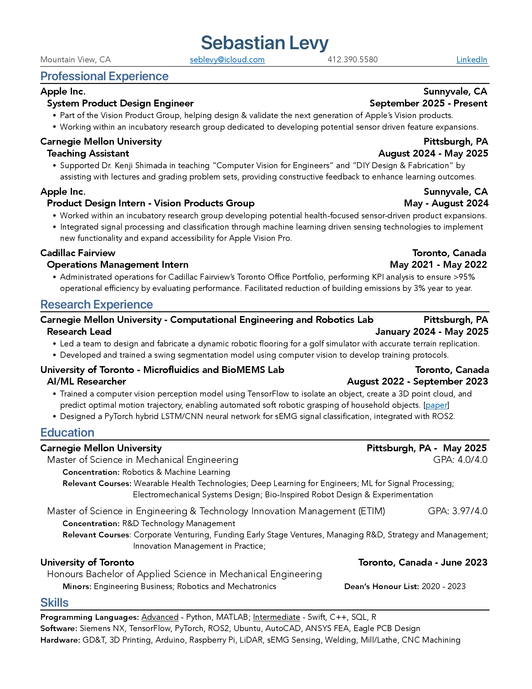 Resume, page 1 of 1. The PDF link above has the selectable text version.